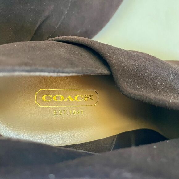 Coach Women's Astrid Point Heel Ankle Booties in Chocolate Brown Suede Size 8.5 - Picture 5 of 6